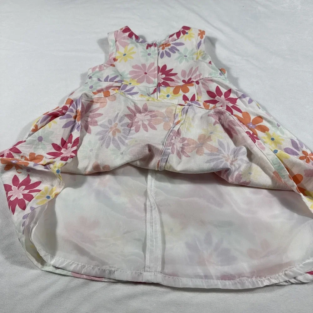 OLD NAVY Girls 2T Dress Sleeveless Linen Blend Colorful Floral Pink Purple Multi
